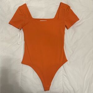 Aritzia Babaton Tangerine Orange Square Neck Bodysuit